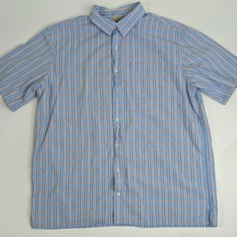 LL BEAN Plaid Shirt XL TALL Short Sleeve